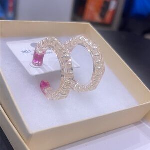 Elegant Pink and Clear Hoop Earrings